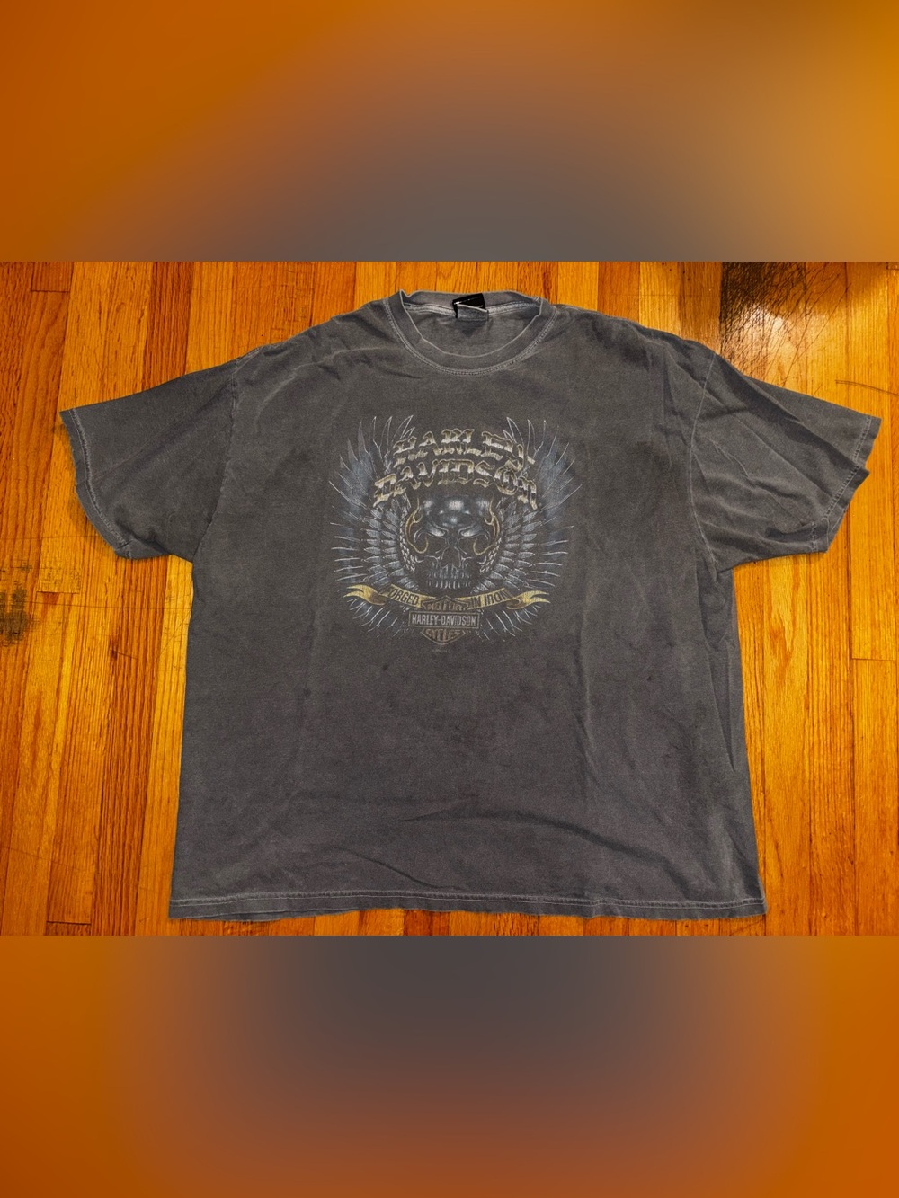 Harley-Davidson Cotton Double-Sided Graphic Tee Men's 3XL Gray Distressed